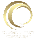 transparent logo with 3 golden C's and white text